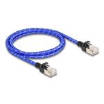 Delock Síťový kabel RJ45 s opleteným pláštěm, Cat. 6A, U/FTP Slim, 1 m, modrý 80377