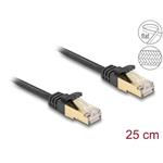 Delock Síťový kabel RJ45 s pleteným opláštěním, Cat.6A, ze zástrčky S/FTP na zástrčku, 0,25 m, černý