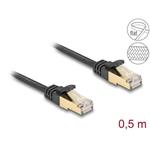 Delock Síťový kabel RJ45 s pleteným opláštěním, Cat.6A, ze zástrčky S/FTP na zástrčku, 0,5 m, černý