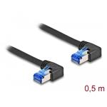 Delock Síťový kabel rozhraní RJ45 Cat.6A, S/FTP, pravý pravoúhlý, 0,5 m, černý