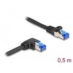 Delock Síťový kabel rozhraní RJ45 Cat.6A, S/FTP, přímý / pravý pravoúhlý, 0,5 m, černý