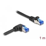 Delock Síťový kabel rozhraní RJ45 Cat.6A, S/FTP, přímý / pravý pravoúhlý, 1 m, černý 80222