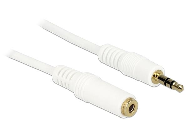 Delock Stereo Jack Extension Cable 3.5 mm 3 pin male > female 1 m white