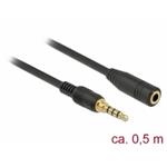 Delock Stereo Jack prodlužovací kabel 3,5 mm 4 pin samec na samici 0,5 m černý