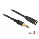 Delock Stereo Jack prodlužovací kabel 3,5 mm 4 pin samec na samici 2 m černý 85631