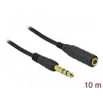 Delock Stereo Jack prodlužovací kabel 6,35 mm 3 pin samec na samici 10 m černý 86766