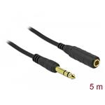 Delock Stereo Jack prodlužovací kabel 6,35 mm 3 pin samec na samici 5 m černý 86767