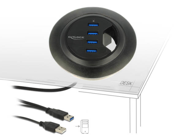 Delock Stolní Hub USB 3.0 4-portový 62868