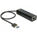 Delock USB 3.0 Hub 3 portový + 1 port Gigabit LAN 10/100/1000 Mb/s 62653