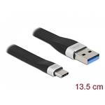 Delock USB 3.2 Gen 2, FPC plochý stuhový kabel, USB Typ-A na USB Type-C™, 13,5 cm, PD 3 A 85771