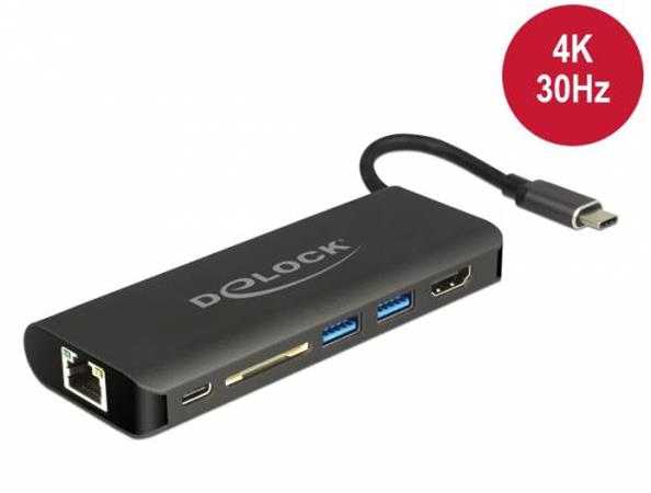 Delock USB Type-C™ 3.1 dokovací stanice HDMI 4K 30 Hz, Gigabit LAN a funkce USB PD 87721