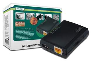 DIGITUS 1-Port. USB 2.0 - Multifunkční Síťový server DN-13020