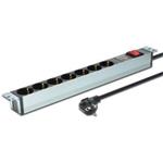 DIGITUS 19" PDU, 1U hliník, SCHUKO -> 7x CEE 7/4 , Přepěťová ochrana, 16A, vypínač DN-95407