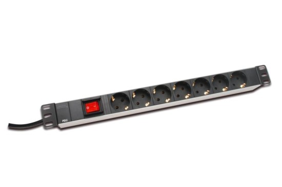 DIGITUS 19" PDU, 1U hliník, SCHUKO -> 7x CEE 7/4, vypínač DN-95402