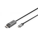 DIGITUS 8K@30Hz. USB type C na DP, Adaptérový kabel HBR3, hliníkové pouzdro, černá 2m DB-300334-020-S