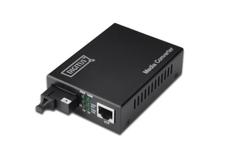 DIGITUS Bidirectional Fast Ethernet Media Converter, singlemode, RJ45 / SC Incl. PSU SC connector, Up to 20km DN-82022