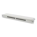 Digitus CAT 5e, Class D Patch Panel, shielded 16-port RJ45, 8P8C, LSA, 1U, rack mount, color grey RAL 7035 DN-91516S