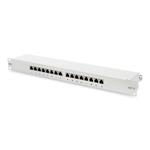 Digitus CAT 6, Class E patch panel, shielded 16-port RJ45, 8P8C, LSA, 1U, rack mount, color grey RAL 7035 DN-91616S