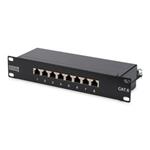 Digitus CAT 6, Class E patch panel, shielded 8-port RJ45, 8P8C, LSA, 1U, 254 mm (10")Rack Mount color black RA DN-91608S