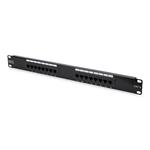 Digitus CAT 6, Class E patch panel, unshielded 16-port RJ45, 8P8C, LSA, 1U, rack mount, color black RAL 9005 DN-91616U