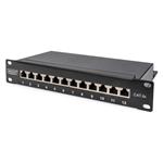 DIGITUS CAT 6A Patch Panel, shielded,12-Port label field, 1U, 10" rack mount,black RAL 9005 DN-91612S-EA