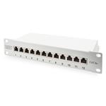 DIGITUS CAT 6A Patch Panel, shielded, 12-Port label field, 1U, 10" rack mount,grey RAL 7035 DN-91612S-EA-G