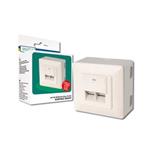 Digitus dátová zásuvka, Class D, Cat5e, 2x RJ45, na omiektu, s inštalačnou krabicou DN-9002-N