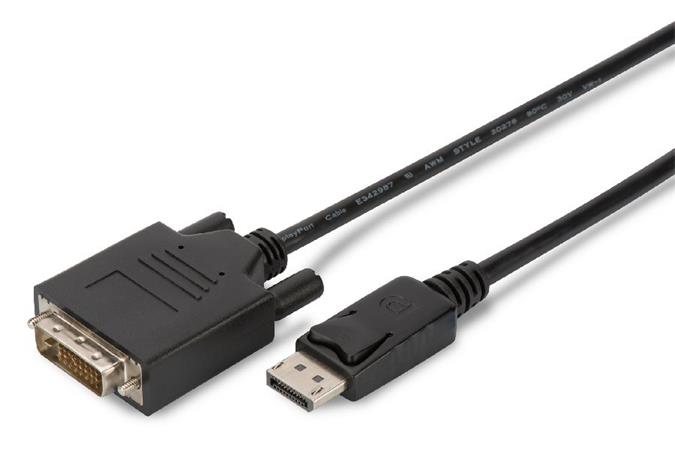 Digitus DisplayPort adapter cable, DP - DVI (24+1) M/M, 3.0m, w/interlock, DP 1.1a compatible, CE, bl DK-340301-030-S