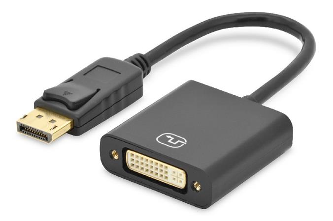 Digitus DisplayPort adapter cable, DP - DVI (24+5) M/F, 0.15m,w/interlock, DP 1.2 compatible, CE, bl DK-340401-001-S