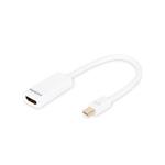 Digitus DisplayPort adapter cable, mini DP - HDMI type A M/F, 0.15m, DP 1.1a, CE, wh DB-340404-001-W