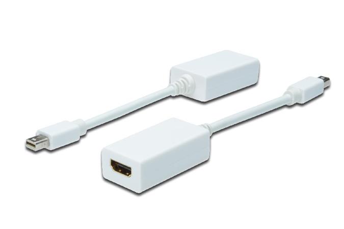 Digitus DisplayPort adapter cable, mini DP - HDMI type A M/F, 0.15m, DP 1.1a compatible, CE, wh AK-340411-001-W