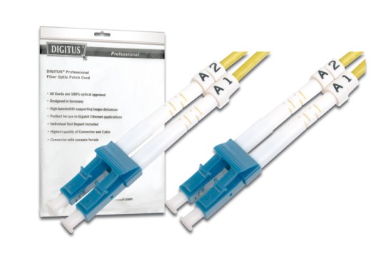 DIGITUS Fiber Optic Patch Cord, LC to LC, Singlemode, OS1, 09/125 µ, Duplex Length 1m DK-2933-01