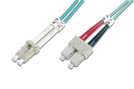 DIGITUS Fiber Optic Patch Cord, LC to SC, Multimode 50/125 µ, Duplex Length 1m, Class OM3 DK-2532-01/3