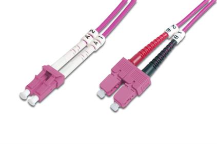 DIGITUS Fiber Optic Patch Cord, LC to SC, Multimode OM4 - 50/125 µ, Duplex, color RAL4003 Length 1m DK-2532-01-4