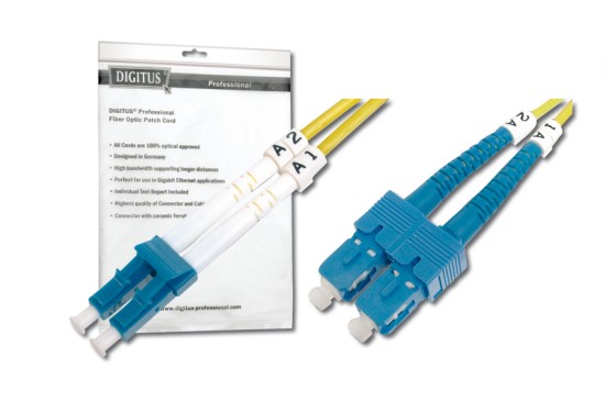 DIGITUS Fiber Optic Patch Cord, LC to SC, Singlemode 09/125 µ, Duplex Length 1m DK-2932-01