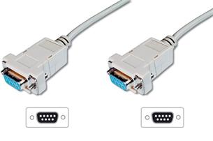 Digitus kábel, serial/RS232, D-SUB9 na DSUB9, F/F, Null Modem, 3m