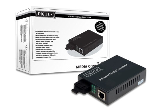 Digitus Media Converter 10/100/1000Base-T to 1000Base-LX + zdroj, 10km DN-82121-1