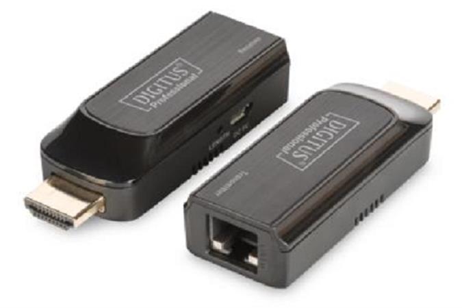 DIGITUS Mini HDMI Extender Set, Full HD, 50m, Cat6/6A/7, powered via Micro USB cable, black DS-55203