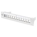 DIGITUS Modular Patch Panel, shielded, 12-Port Blank,1U,254mm (10") Rack Mount, grey RAL 7035 DN-91419