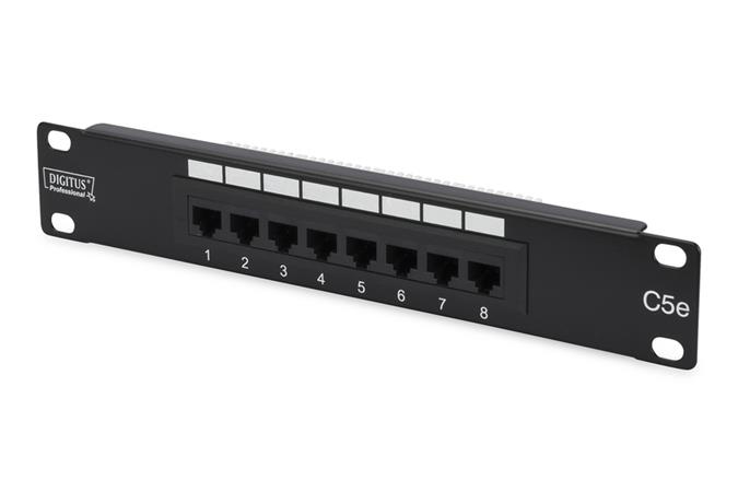 Digitus Patch Panel 10", CAT5E,nestíněný, 8x 8P8C LSA, černý,1U DN-91508U