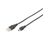 Digitus USB 2.0 connection cable, type A - mini B (5pin) M/M, 1.0m, USB 2.0 conform, bl