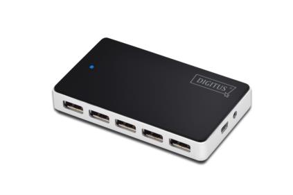 Digitus USB 2.0 hub 10-portů černý s napájecím zdrojem ( 5V , 4A ) DA-70229