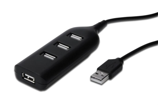 Digitus USB 2.0 hub, 4-porty, černý bez napájecího zdroje AB-50001-1