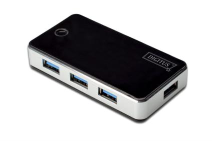 Digitus USB 3.0 Hub 4-port + napájecí zdroj, černý DA-70231