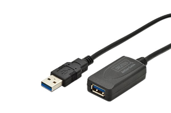 Digitus USB 3.0 Repeater Cable 5.0 m, A/M - A/F, AWG28 24, Chipset SN65LVPE502, UL, CE, bl DA-73104