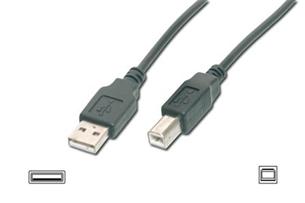 Digitus USB kábel A/samec na B/samec, 2x tienený, čierny, 1,8m