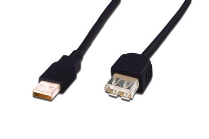 Digitus USB kabel prodlužovací A-A, 2xstíněný, měď, 5m, černý AK-300202-050-S