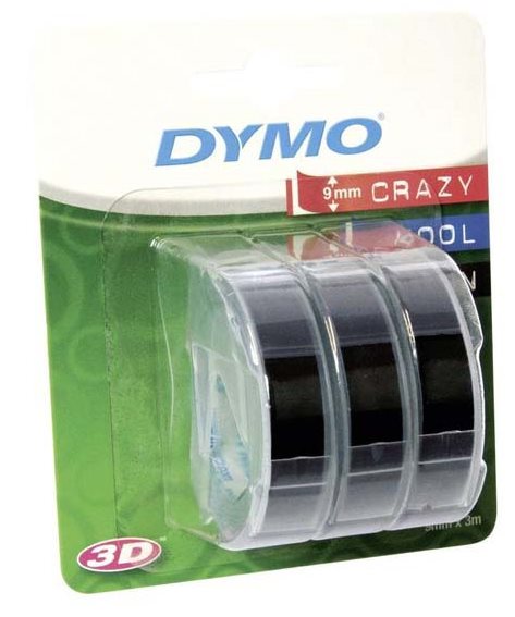 Dymo originál páska do tlačiarne štítkov, Dymo, S0847730, čierny podklad, 3m, 9mm, 3D, 1 blister/3