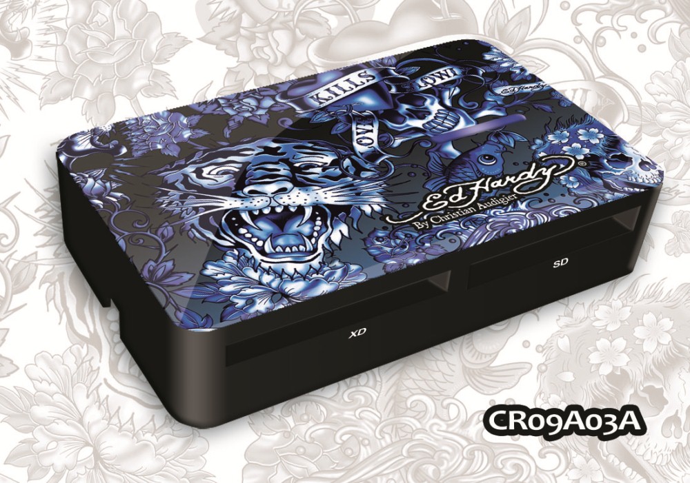 ED HARDY Tattoo Card Reader Allover 2 - Blue CR09A03A