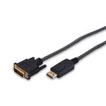 Ednet DisplayPort adapter cable, DP - DVI (24+1) M/M, 2.0m, w/interlock, DP 1.1a compatible, CE, cotton, gold, bl 84502